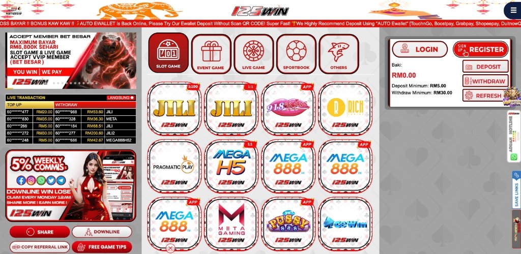 125Win Casino Website