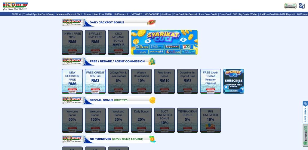 All Free Credit No Deposit Bonuses at 100Cuci